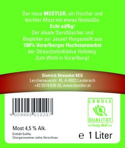 L&auml;ndle Mostler Etikett R&uuml;ckseite
